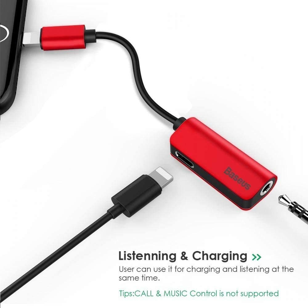 Baseus L32 iPhone to 3.5mm Headphone Jack Adapter Music+Charge at same time