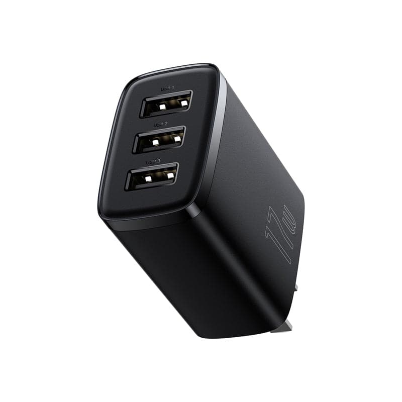 Baseus Charger 17W 3 Usb Output Black US Plug CCXJ020001